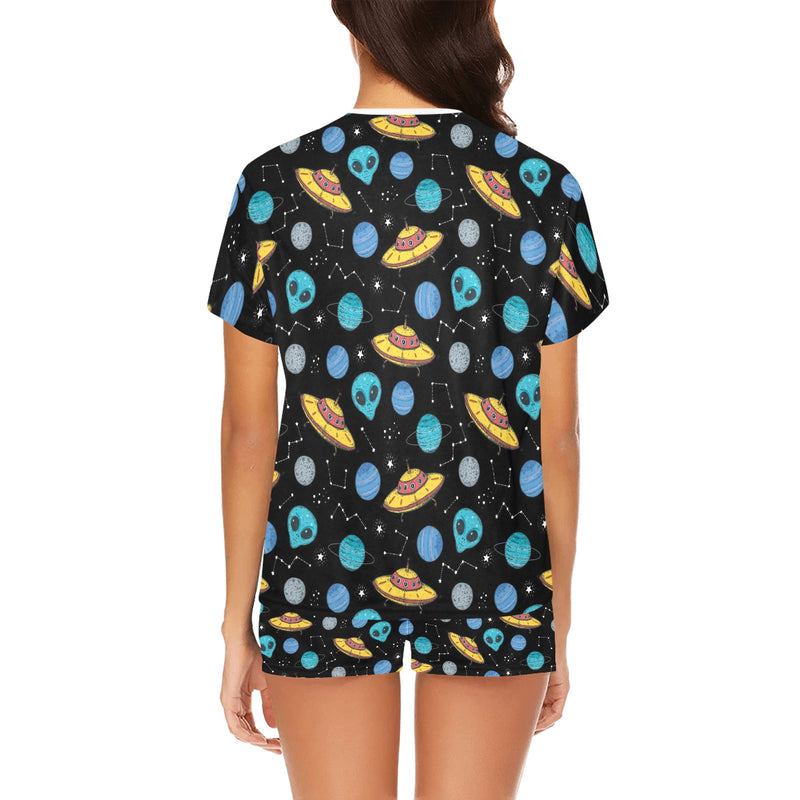 UFO Alien Print Design LKS306 Women's Short Pajama Set