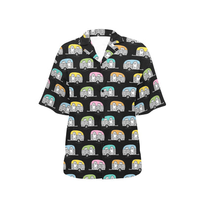 Camper Pattern Camping Themed No 2 Print Women's Hawaiian Shirt