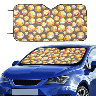 Smiley Face Emoji Print Design LKS303 Car front Windshield Sun Shade