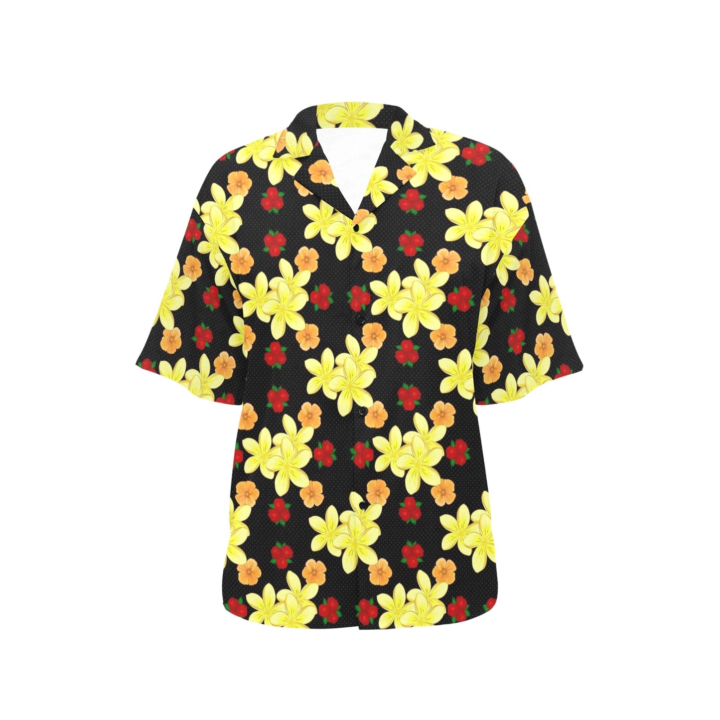 Yellow Plumeria Pattern Print Design PM04 Women's Hawaiian Shirt