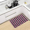 Pink Rose Skull Themed Print Kitchen Mat