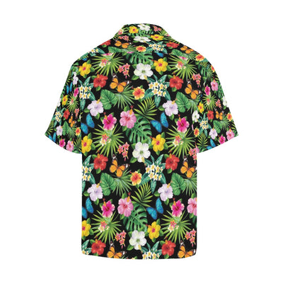 Hibiscus With Butterfly Print Design LKS305 Men's Hawaiian Shirt