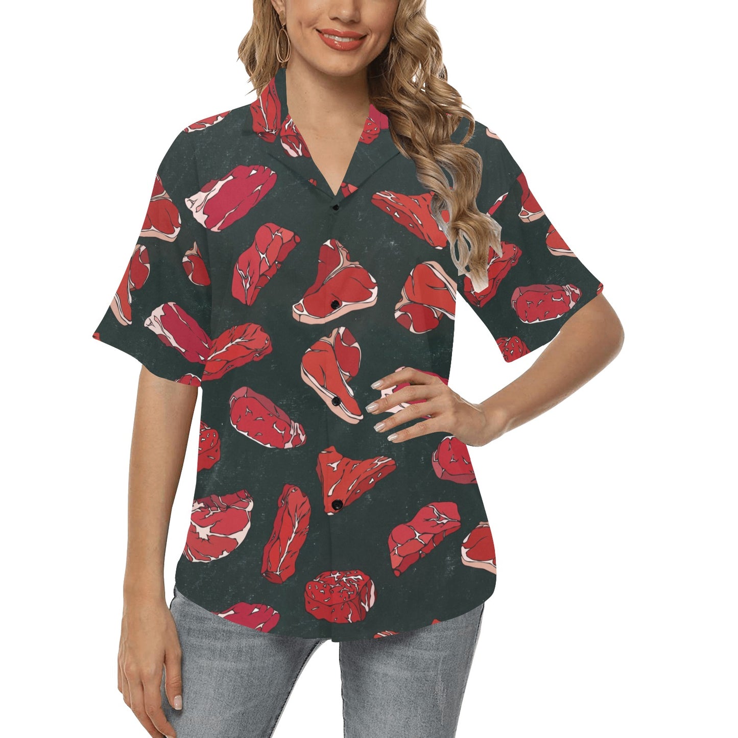 Meat Pattern Print Design 01 Women's Hawaiian Shirt