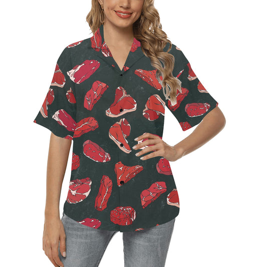 Meat Pattern Print Design 01 Women's Hawaiian Shirt