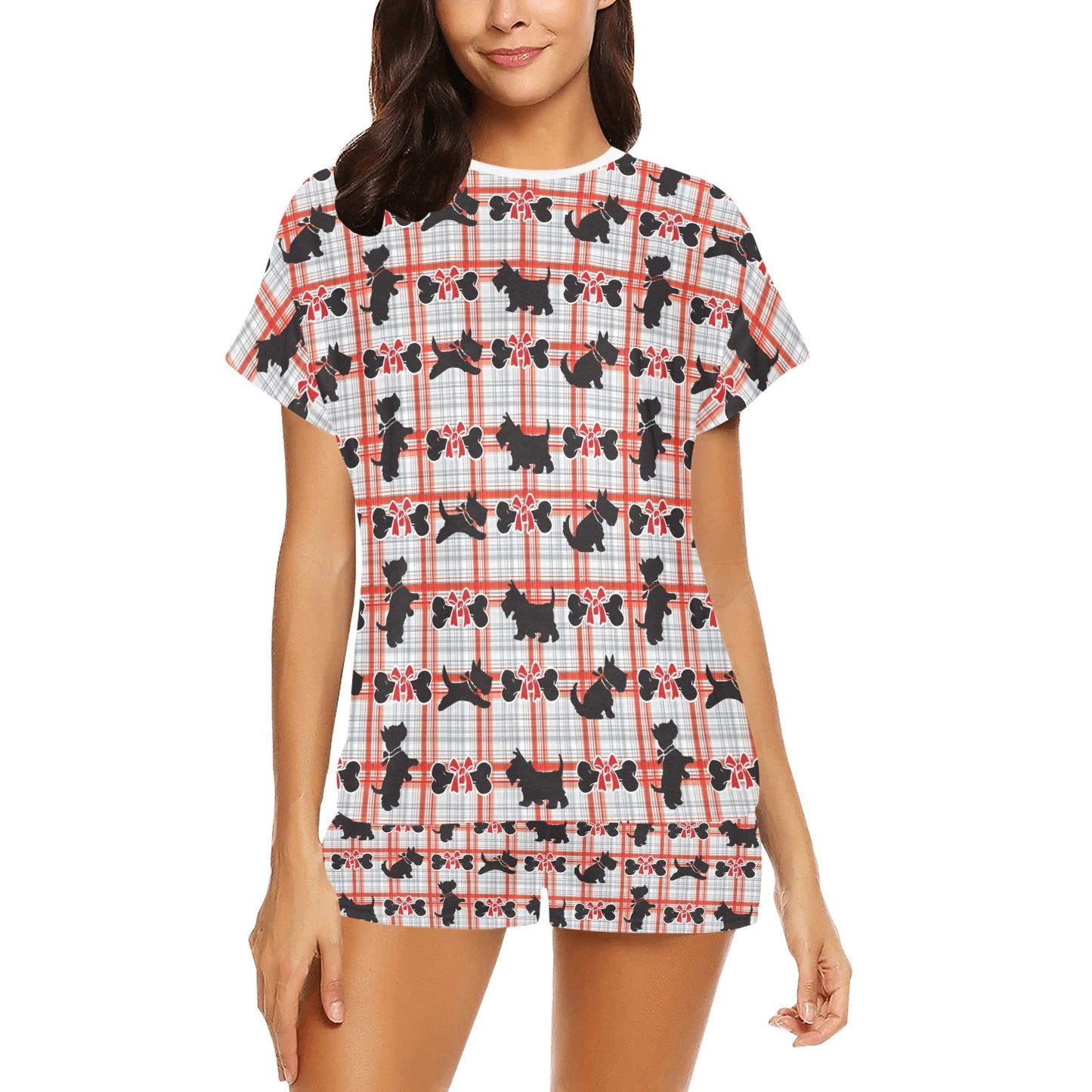 Scottish Terriers Print Design LKS3014 Women's Short Pajama Set