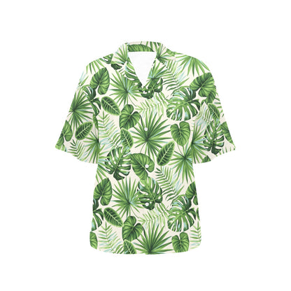 Palm Leaf Pattern Print Design A01 Women's Hawaiian Shirt