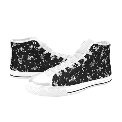 Skeleton Print Design LKS305 High Top Women's White Shoes