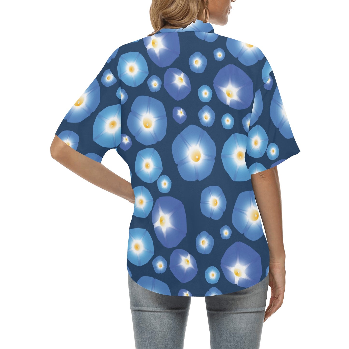 Morning Glory Pattern Print Design 02 Women's Hawaiian Shirt