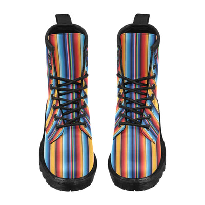 Mexican Blanket Stripe Print Pattern Women's Boots