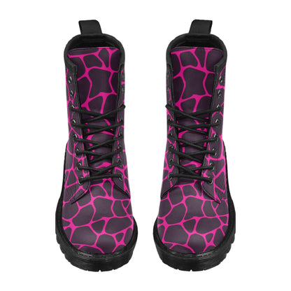 Giraffe Pink Background Texture Print Women's Boots