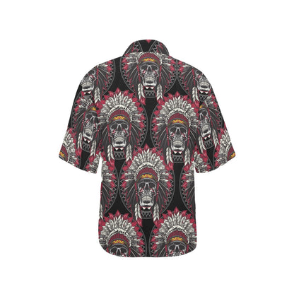 Native Indian Skull Women's Hawaiian Shirt