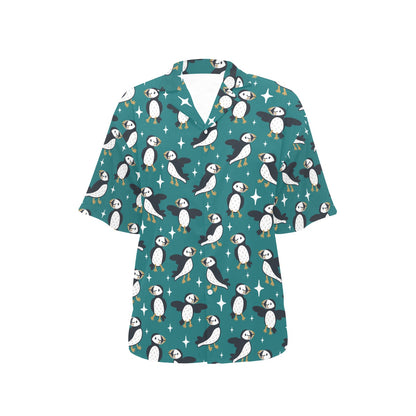 Puffin Pattern Print Design A05 Women's Hawaiian Shirt