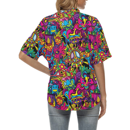 Trippy Print Design LKS304 Women's Hawaiian Shirt