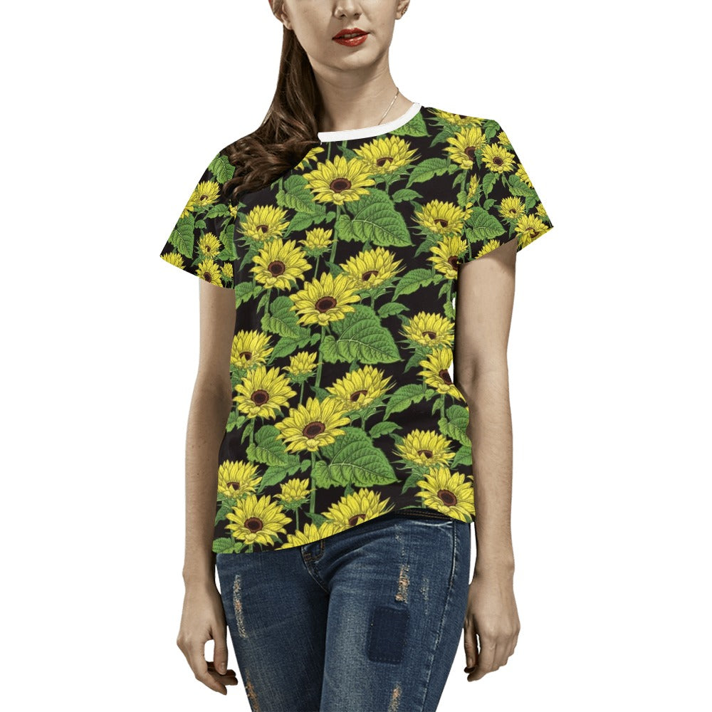 Sunflower Print Design LKS3010 Women's  T-shirt