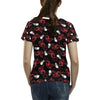 Skull With Red Dragon Print Design LKS304 Women's  T-shirt