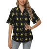 Sun Moon Print Design LKS304 Women's Hawaiian Shirt