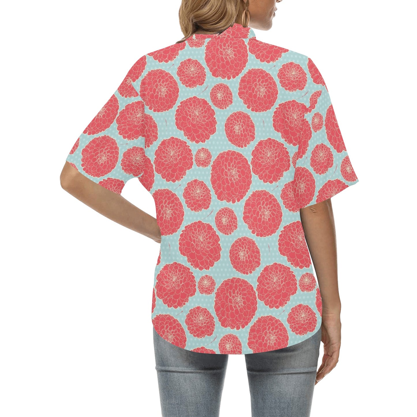 Marigold Pattern Print Design MR03 Women's Hawaiian Shirt