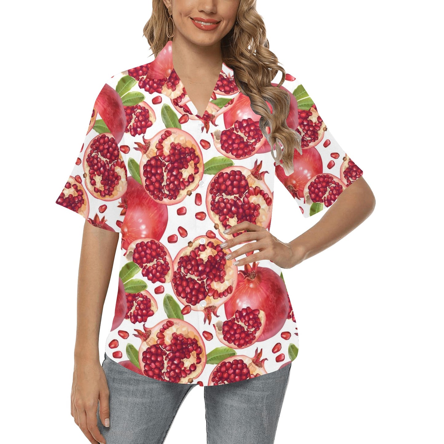 Pomegranate Pattern Print Design PG03 Women's Hawaiian Shirt