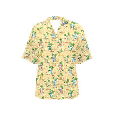 Beach Themed Pattern Print Design 01 Women's Hawaiian Shirt