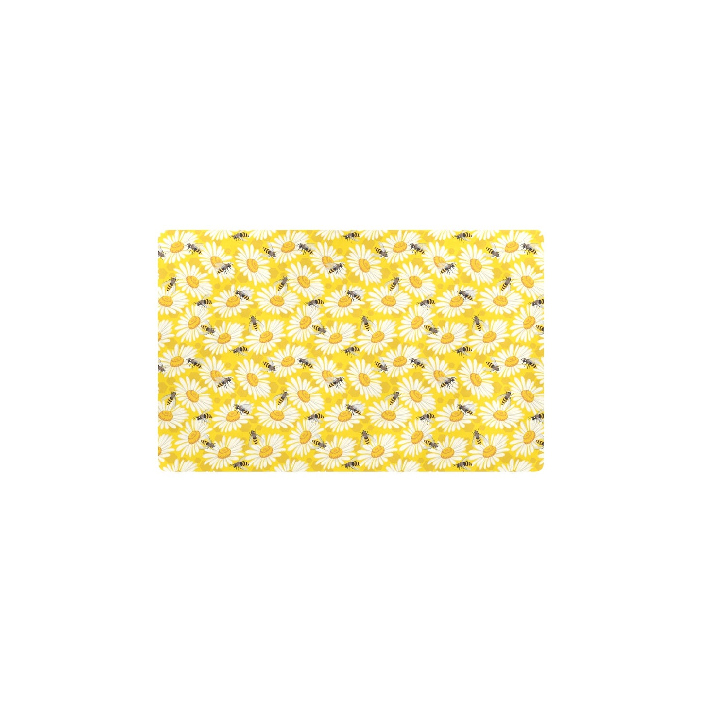 Bee Daisy Pattern Print Design 06 Kitchen Mat