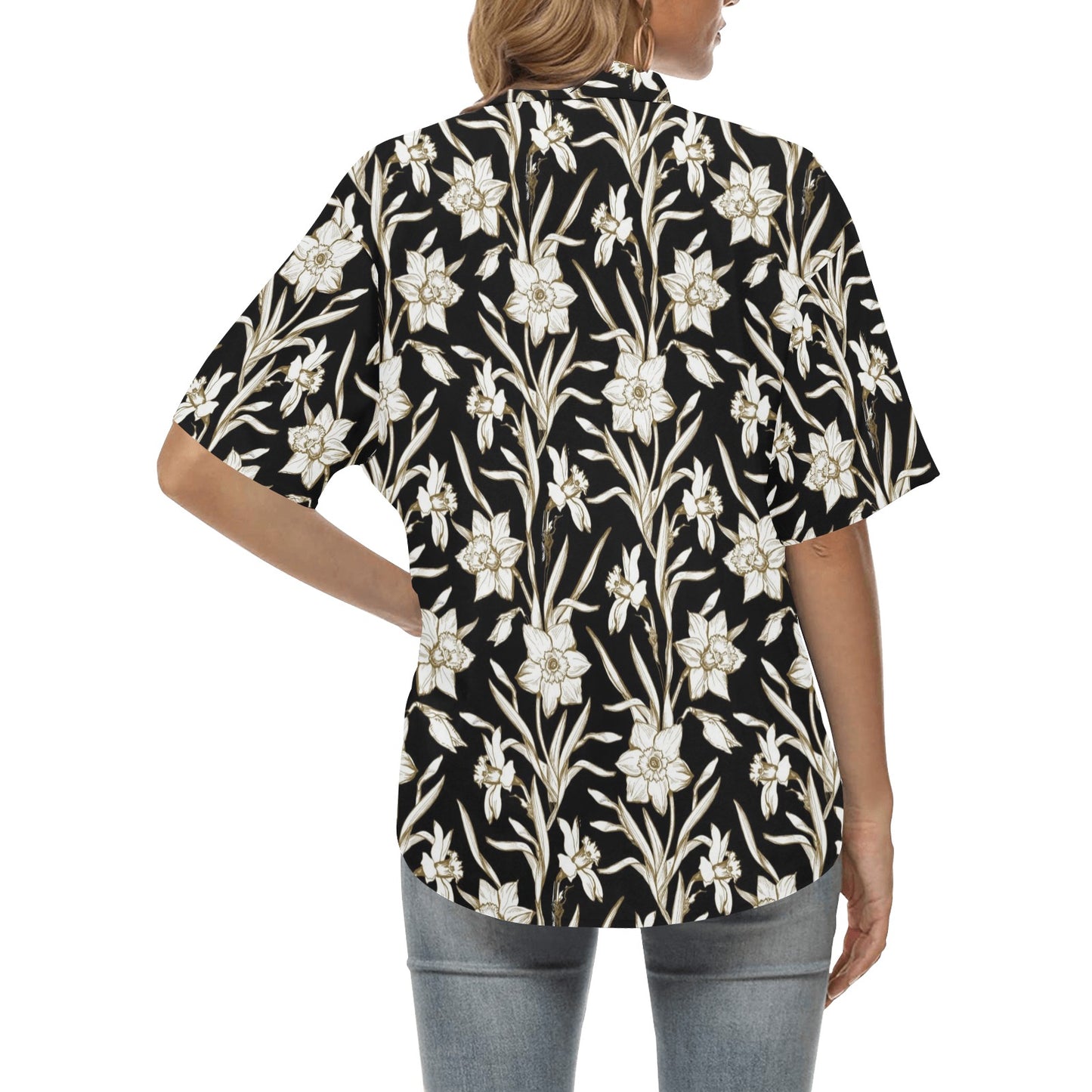 Daffodils Pattern Print Design DF06 Women's Hawaiian Shirt