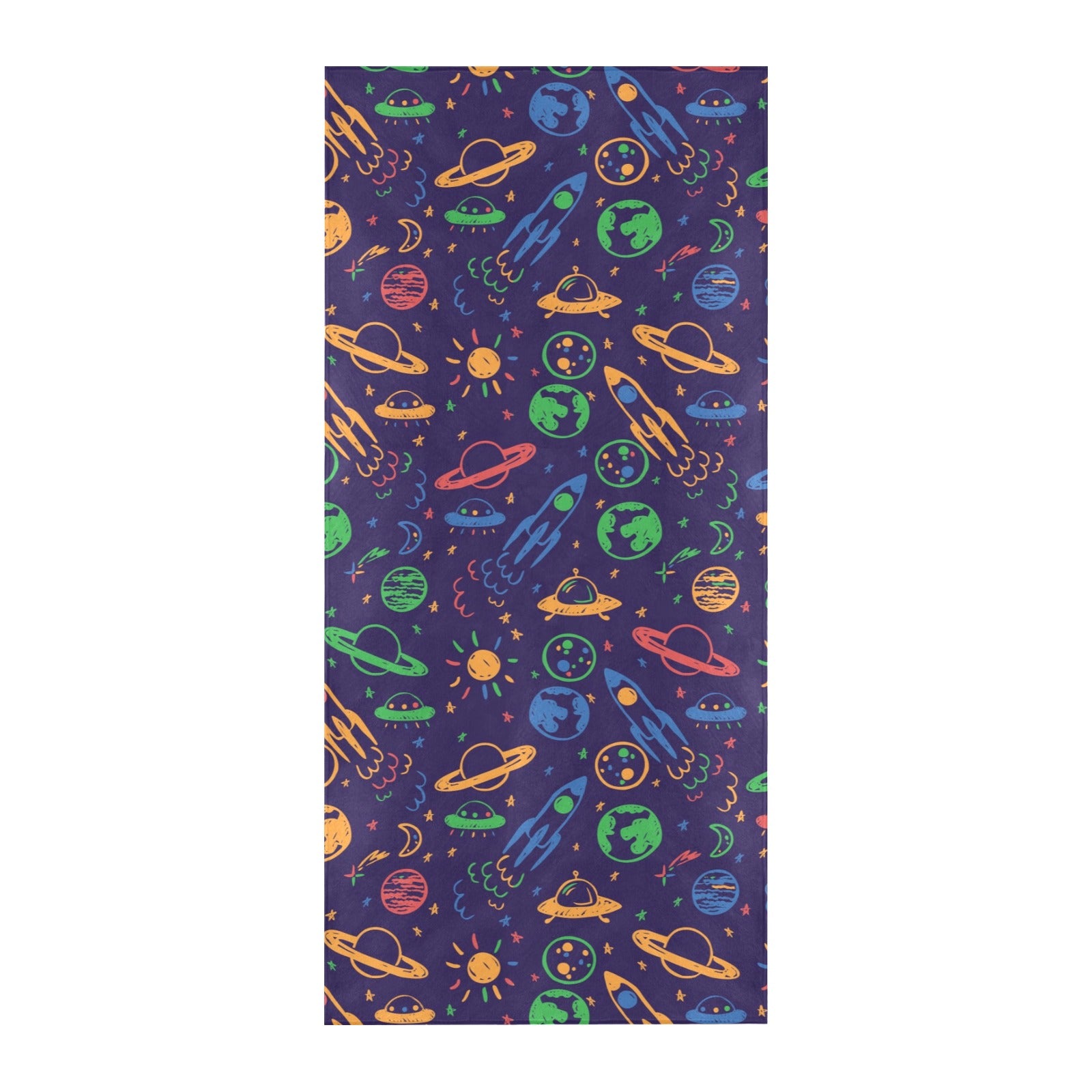 UFO Space Rocket Print Design LKS302 Beach Towel 32" x 71"