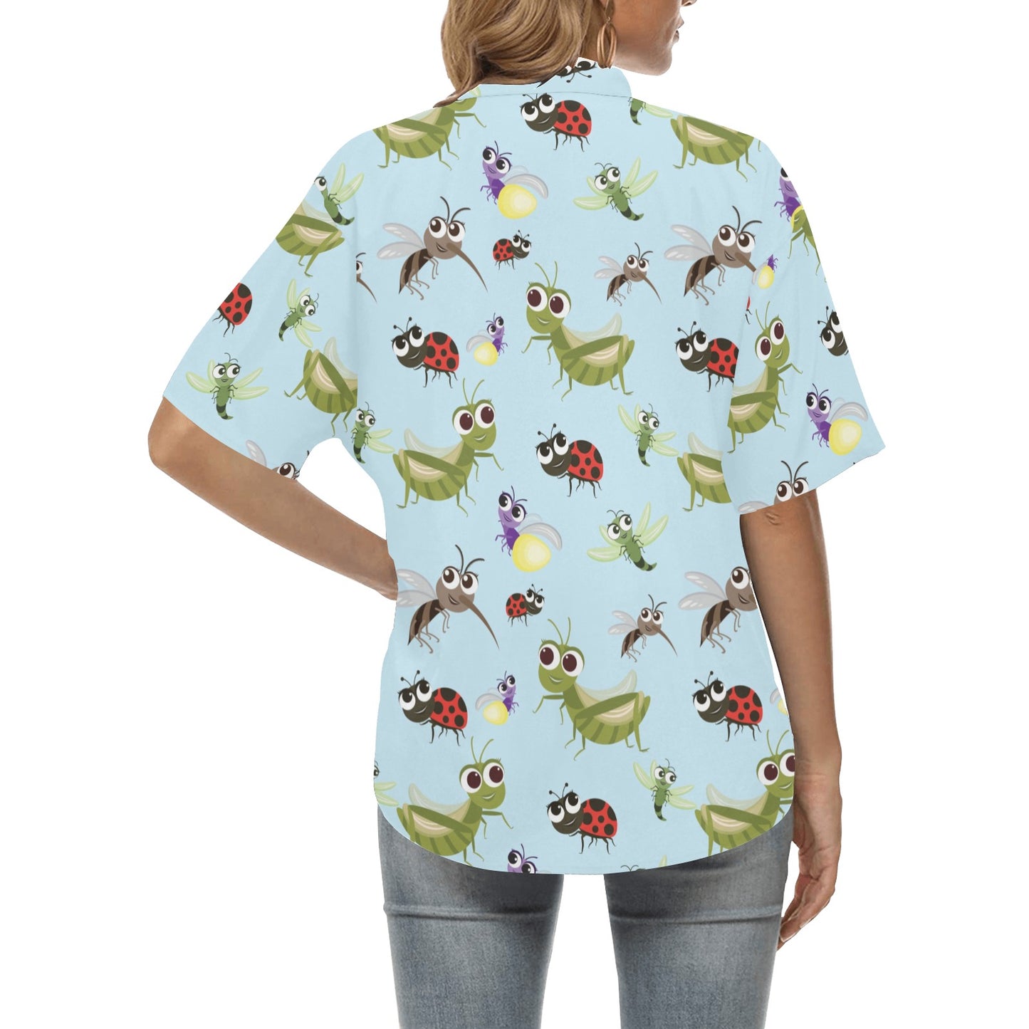 Ladybug Pattern Print Design 01 Women's Hawaiian Shirt