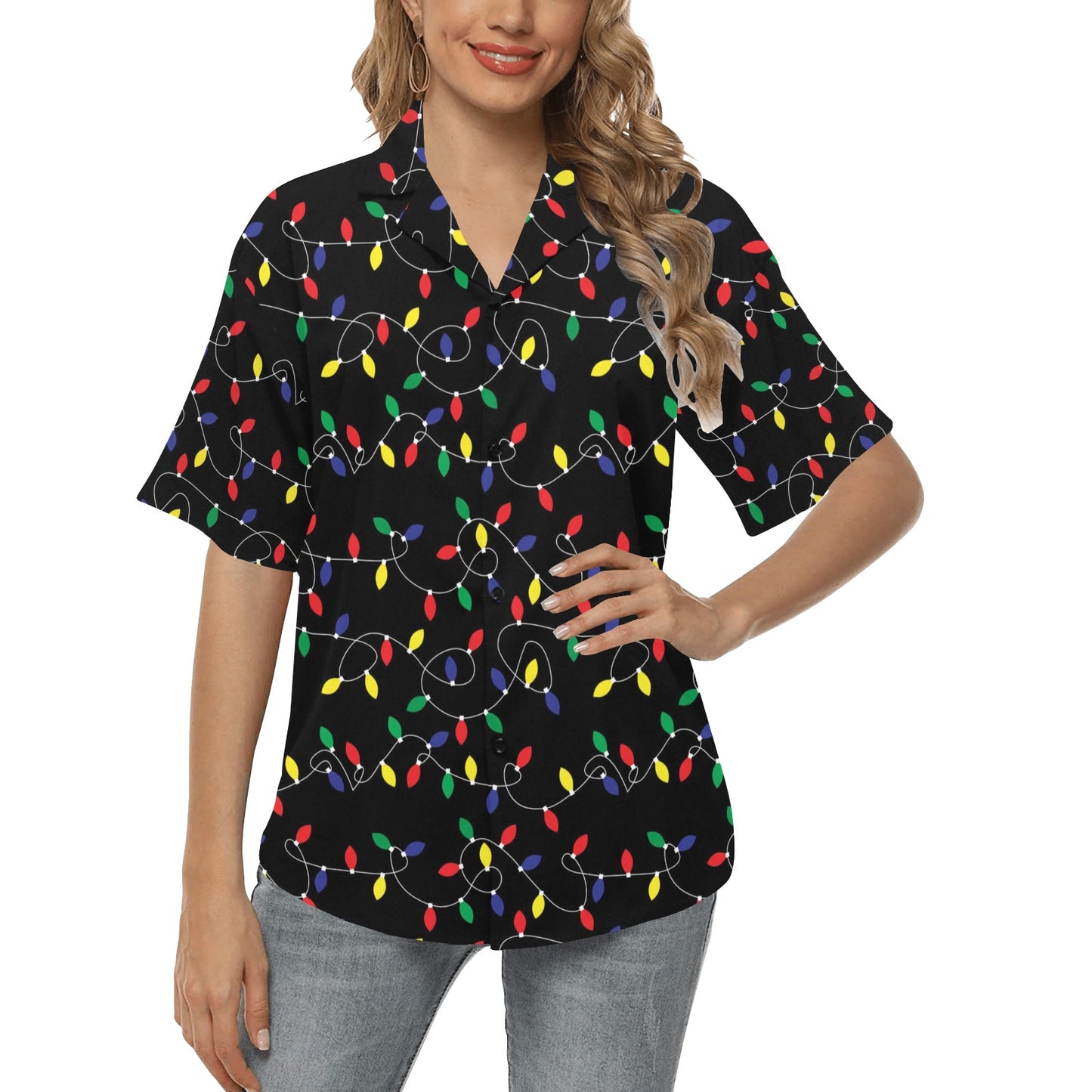 Christmas Light Pattern Print Design 04 Women's Hawaiian Shirt