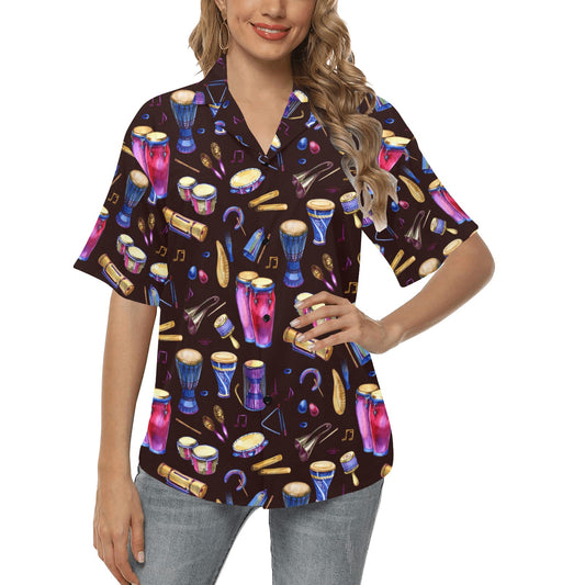 Percussion Neon Pattern Print Design 04 Women's Hawaiian Shirt