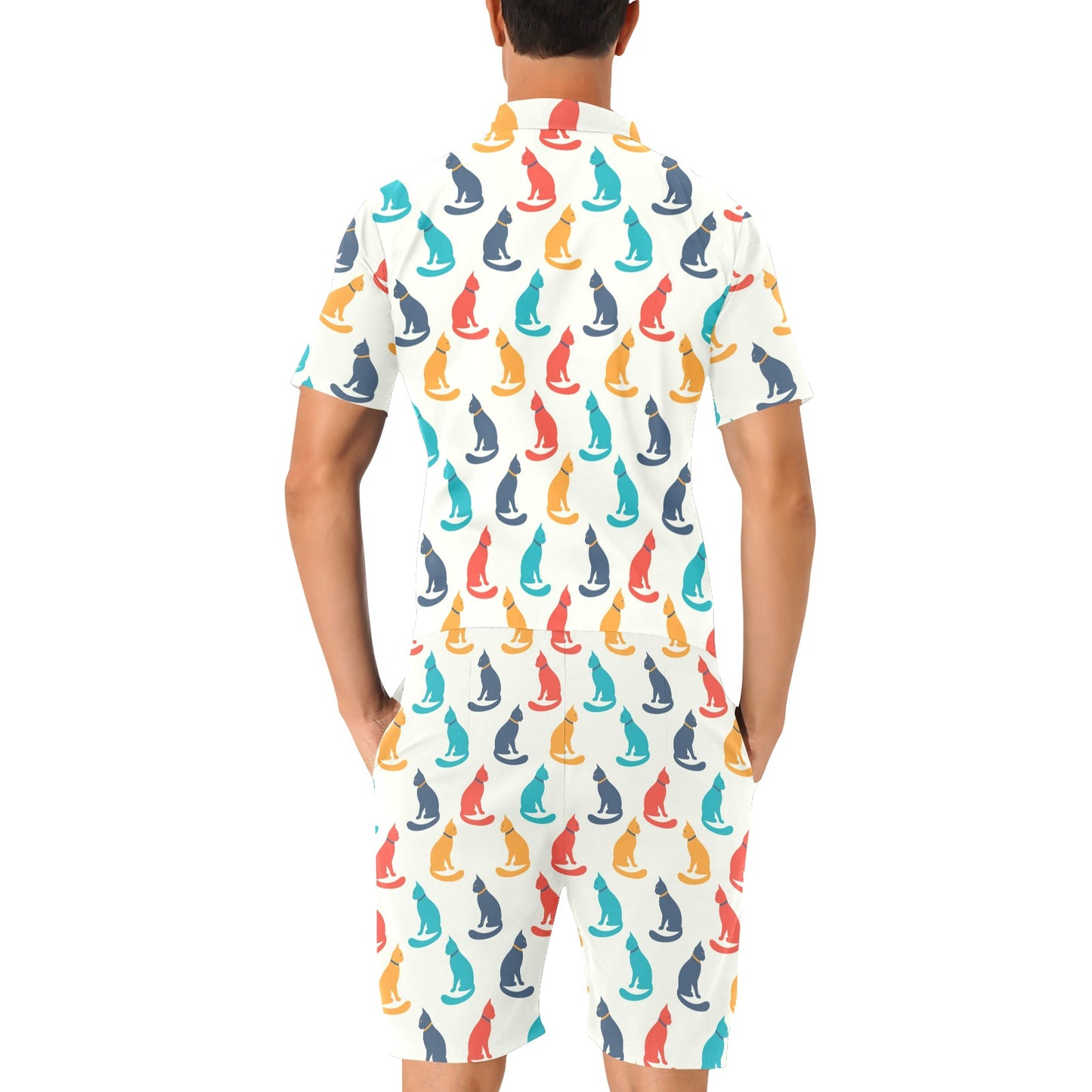 Cat Pattern Print Design 03 Men's Romper