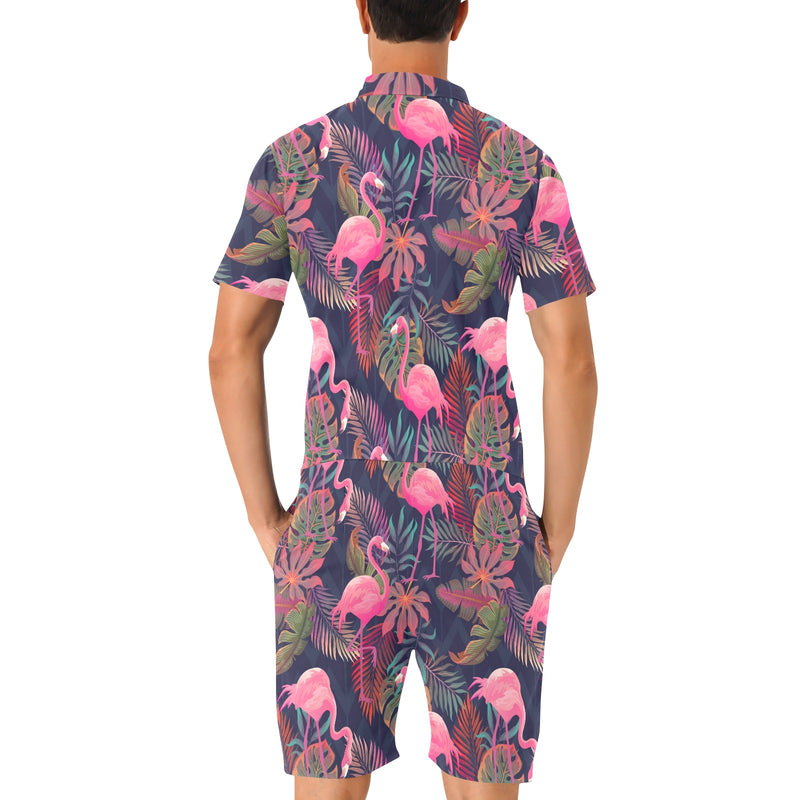 Flamingo Tropical Pattern Men's Romper