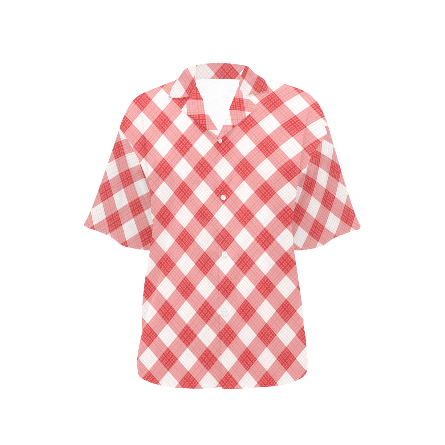 Gingham Red Pattern Print Design 01 Women's Hawaiian Shirt