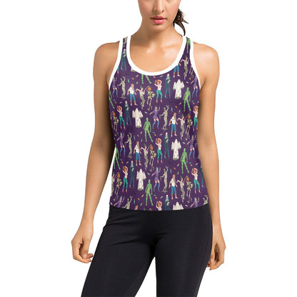 Creepy Zombie Print Design LKS302 Women's Racerback Tank Top