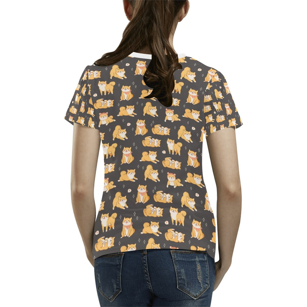 Shiba Inu Print Design LKS309 Women's  T-shirt