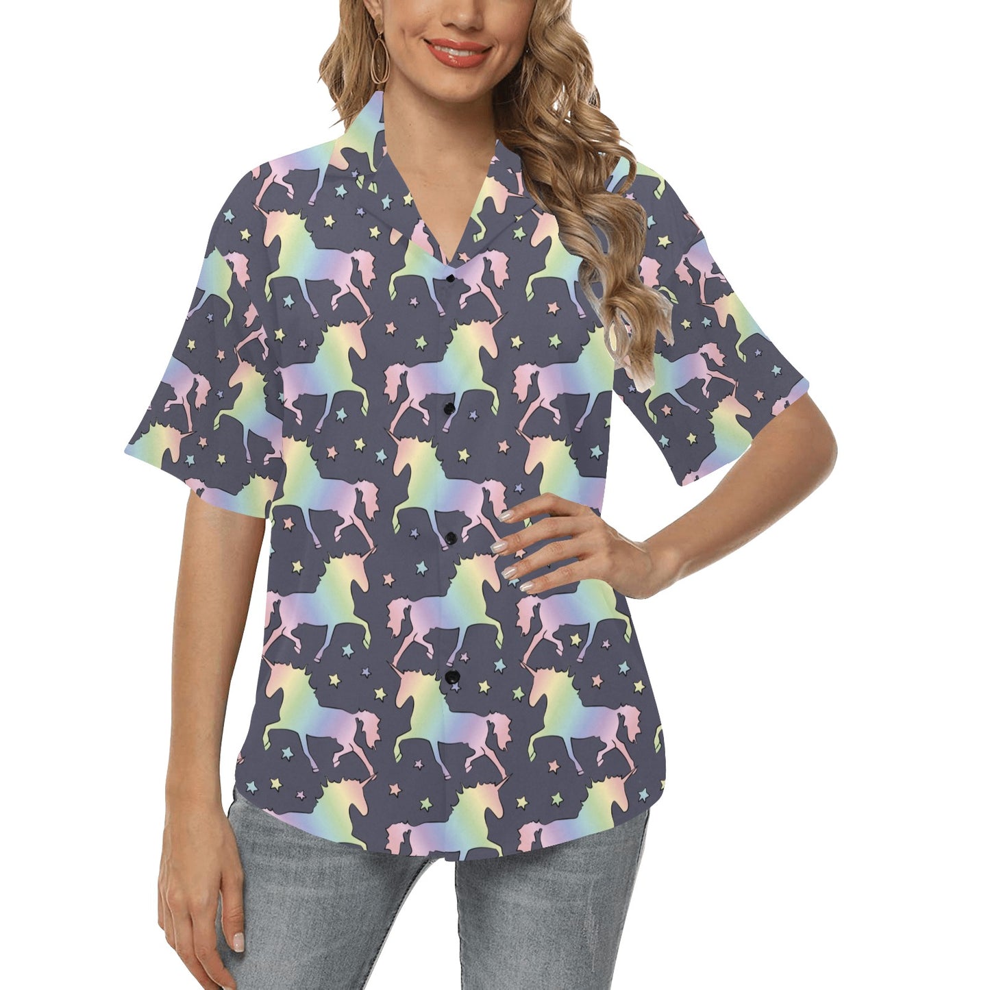 Rainbow Pattern Print Design A05 Women's Hawaiian Shirt