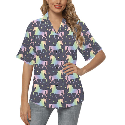 Rainbow Pattern Print Design A05 Women's Hawaiian Shirt