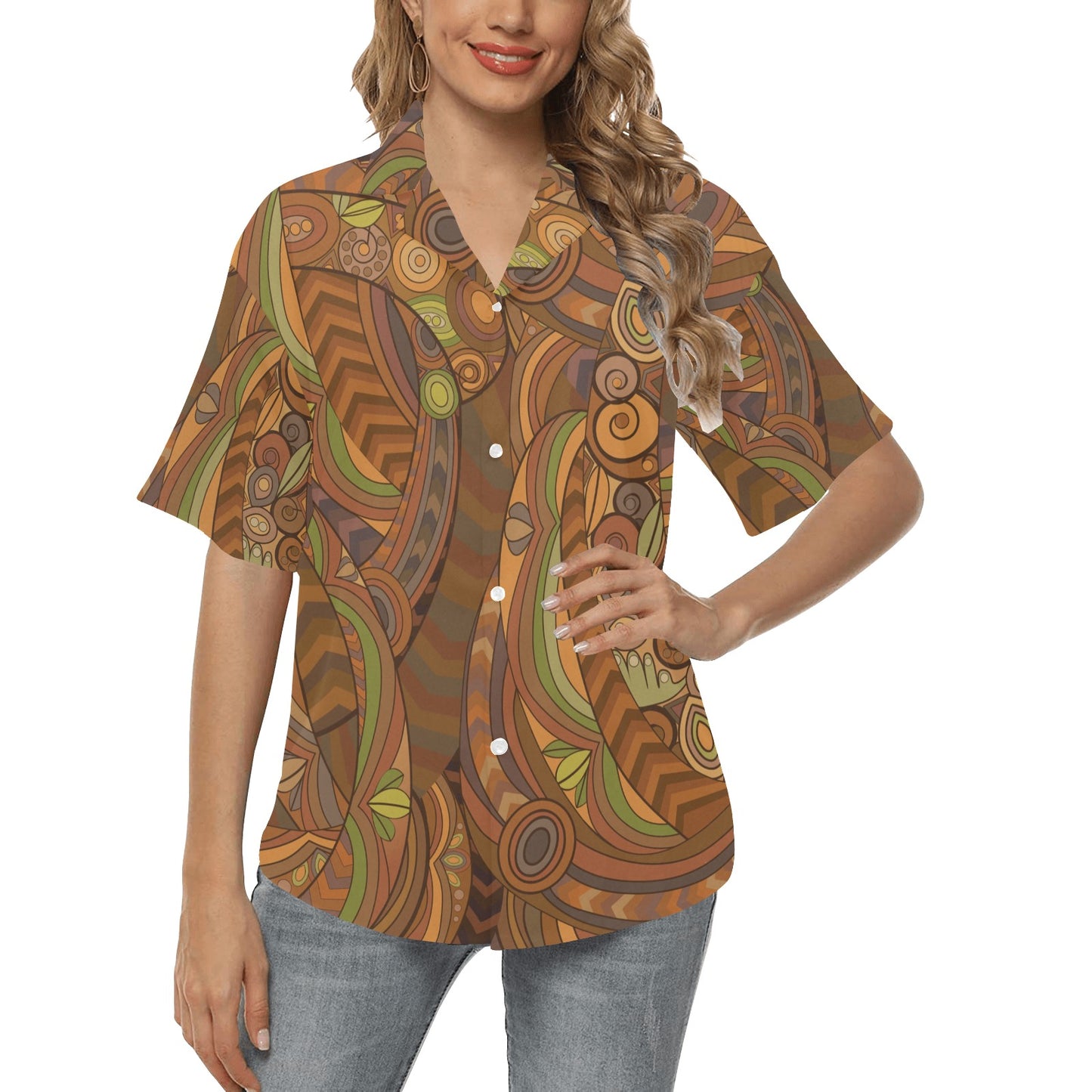 Maori Ornament Design Print Women's Hawaiian Shirt
