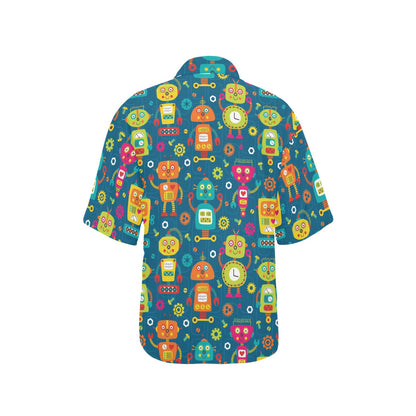 Robot Pattern Print Design A04 Women's Hawaiian Shirt