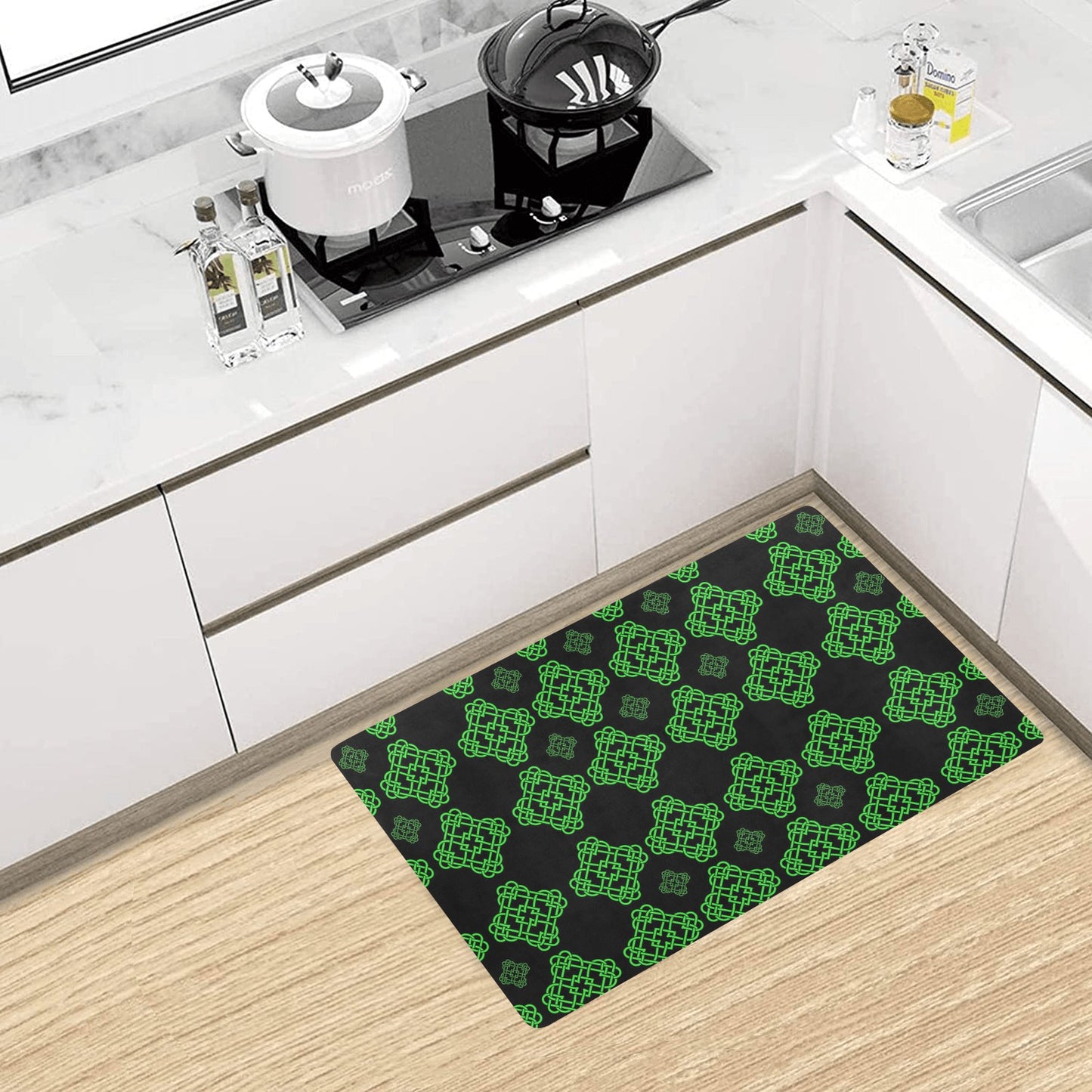 Celtic Knot Green Neon Design Kitchen Mat