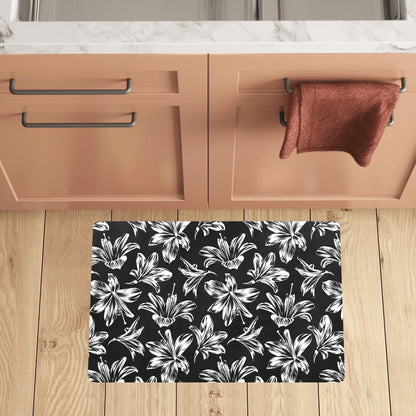 Amaryllis Pattern Print Design AL04 Kitchen Mat