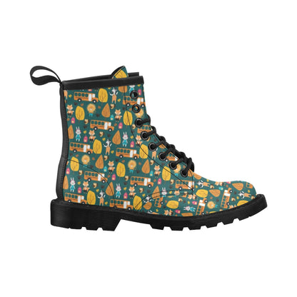 School Bus Print Design LKS309 Women's Boots