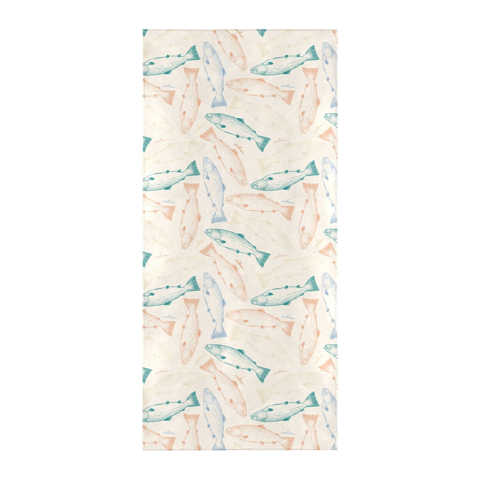 Salmon Fish Print Design LKS305 Beach Towel 32" x 71"