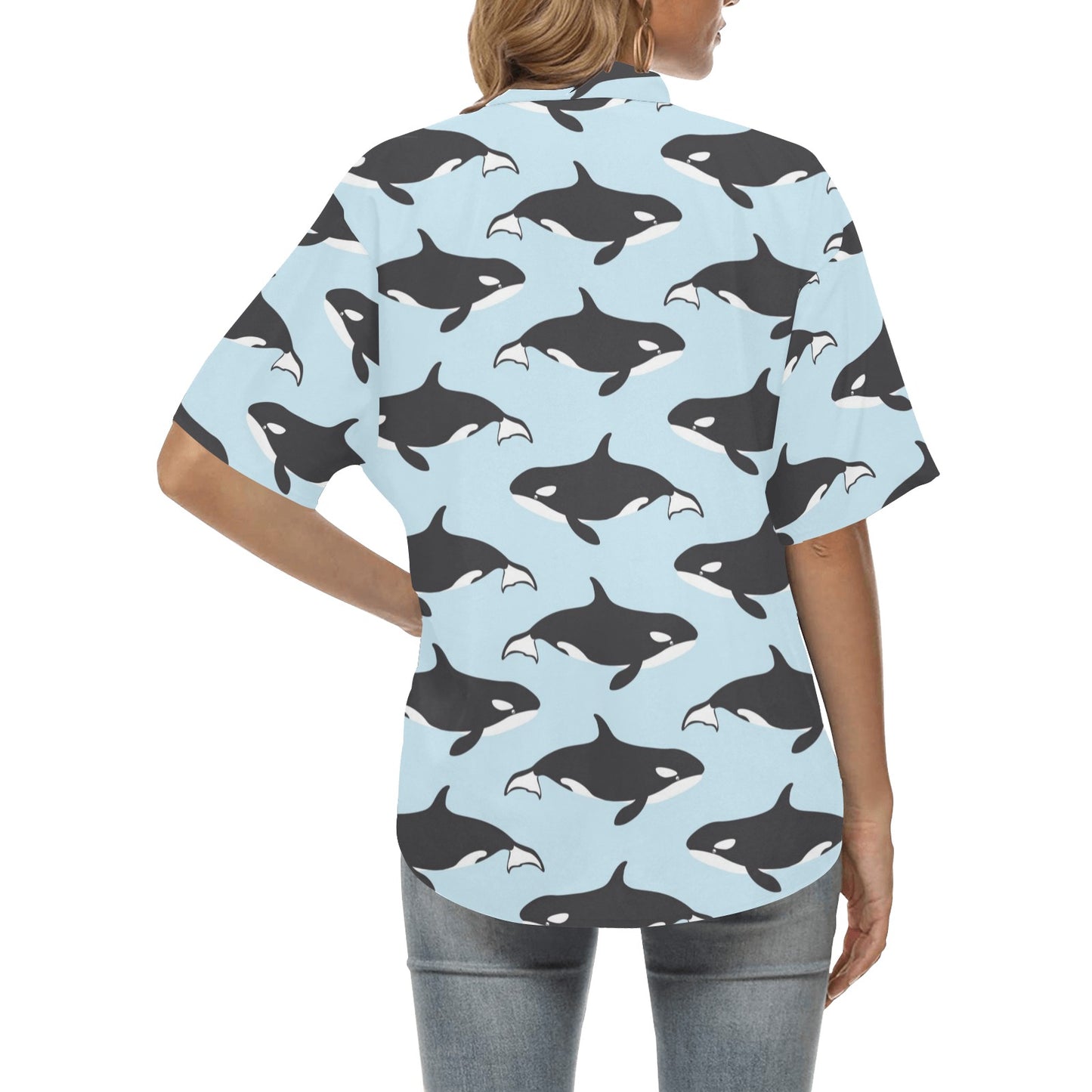 Killer Whale Pattern Print Design 01 Women's Hawaiian Shirt