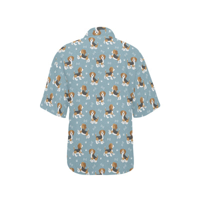 Beagle Pattern Print Design 02 Women's Hawaiian Shirt