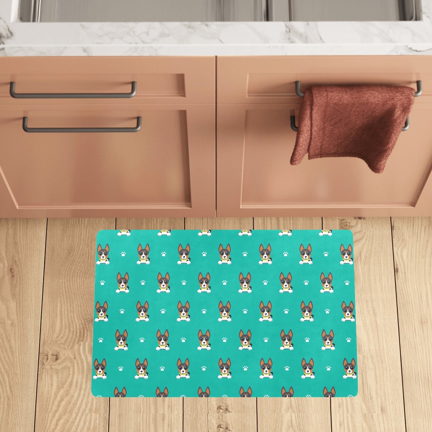 Basenji Pattern Print Design 03 Kitchen Mat