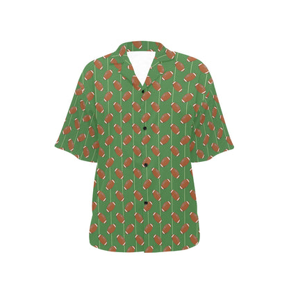 American Football on Field Themed Women's Hawaiian Shirt