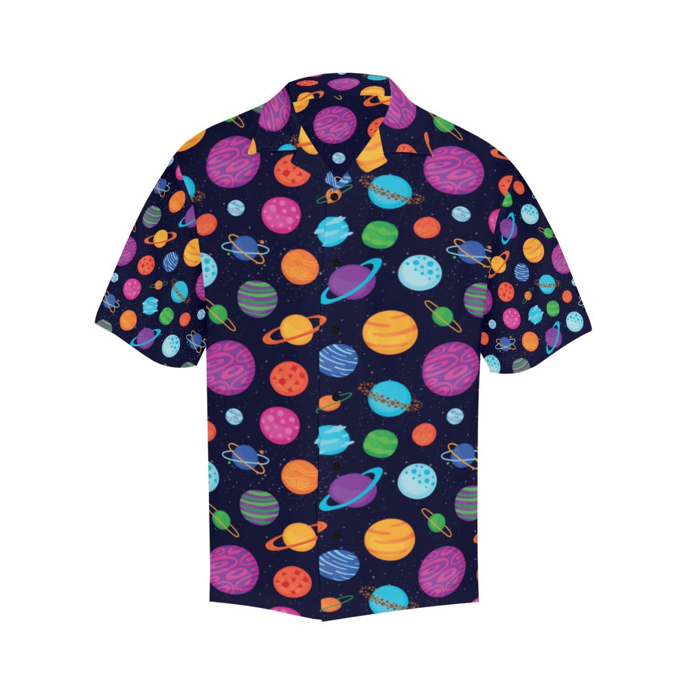 Planet Multicolor Print Design LKS302 Men's Hawaiian Shirt
