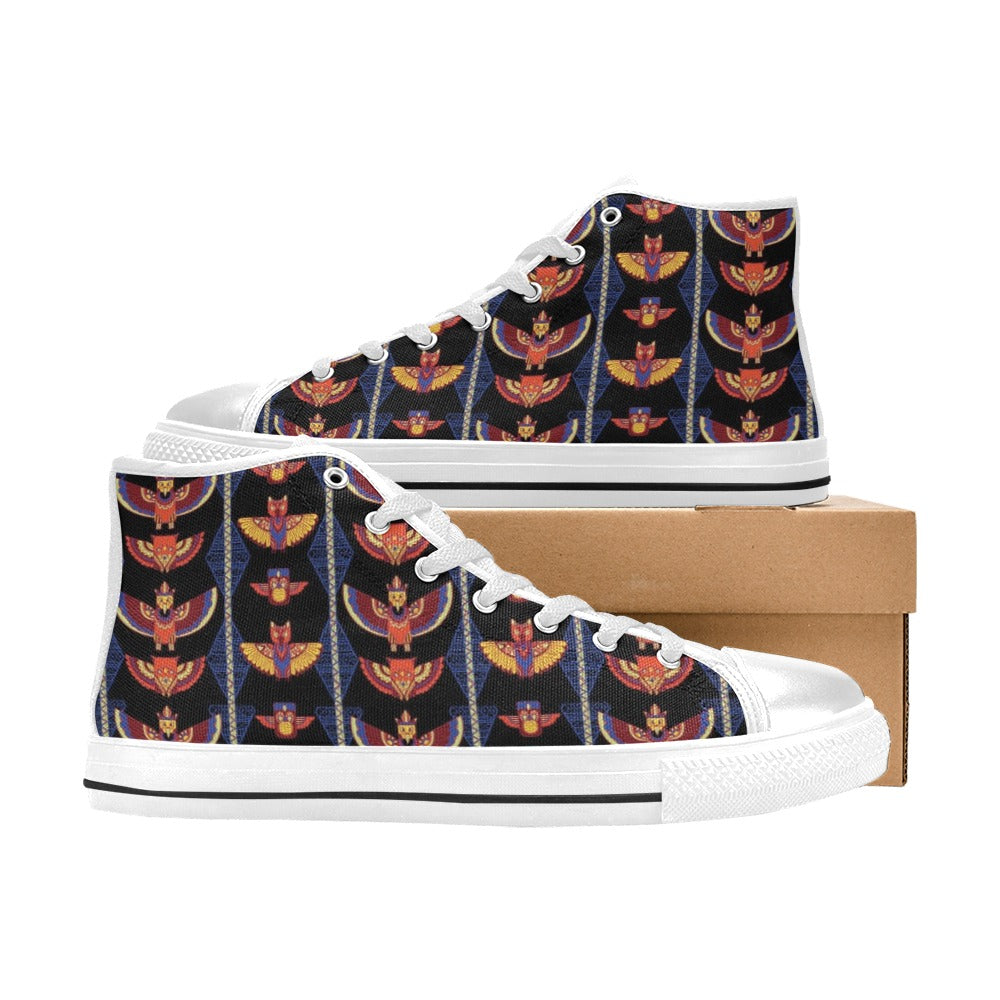 Totem Print Design LKS301 High Top Women's White Shoes