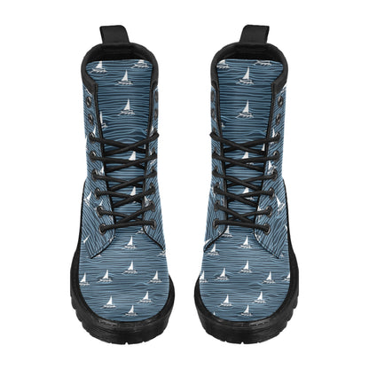 Sailboat Print Design LKS303 Women's Boots
