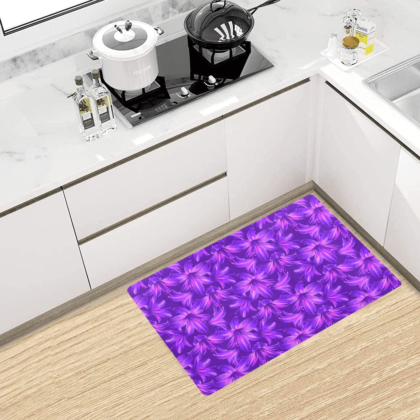 Amaryllis Pattern Print Design AL03 Kitchen Mat